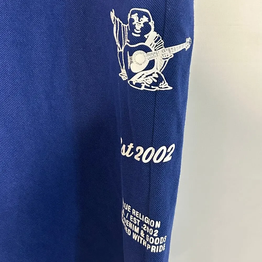 True Religion Graphic Sweatpants Blue Logo Embroidered Joggers 2002 40x 28